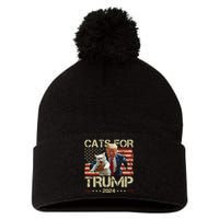 Cats For Trump 2024 Funny Vote Donald Trump Pom Pom 12in Knit Beanie