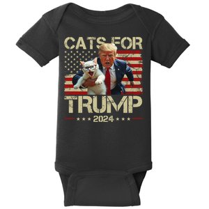 Cats For Trump 2024 Funny Vote Donald Trump Baby Bodysuit