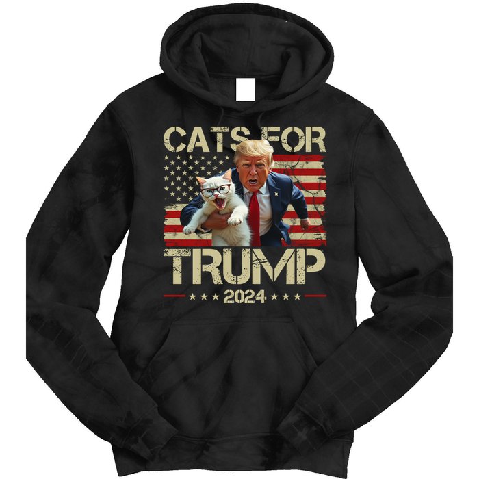 Cats For Trump 2024 Funny Vote Donald Trump Tie Dye Hoodie