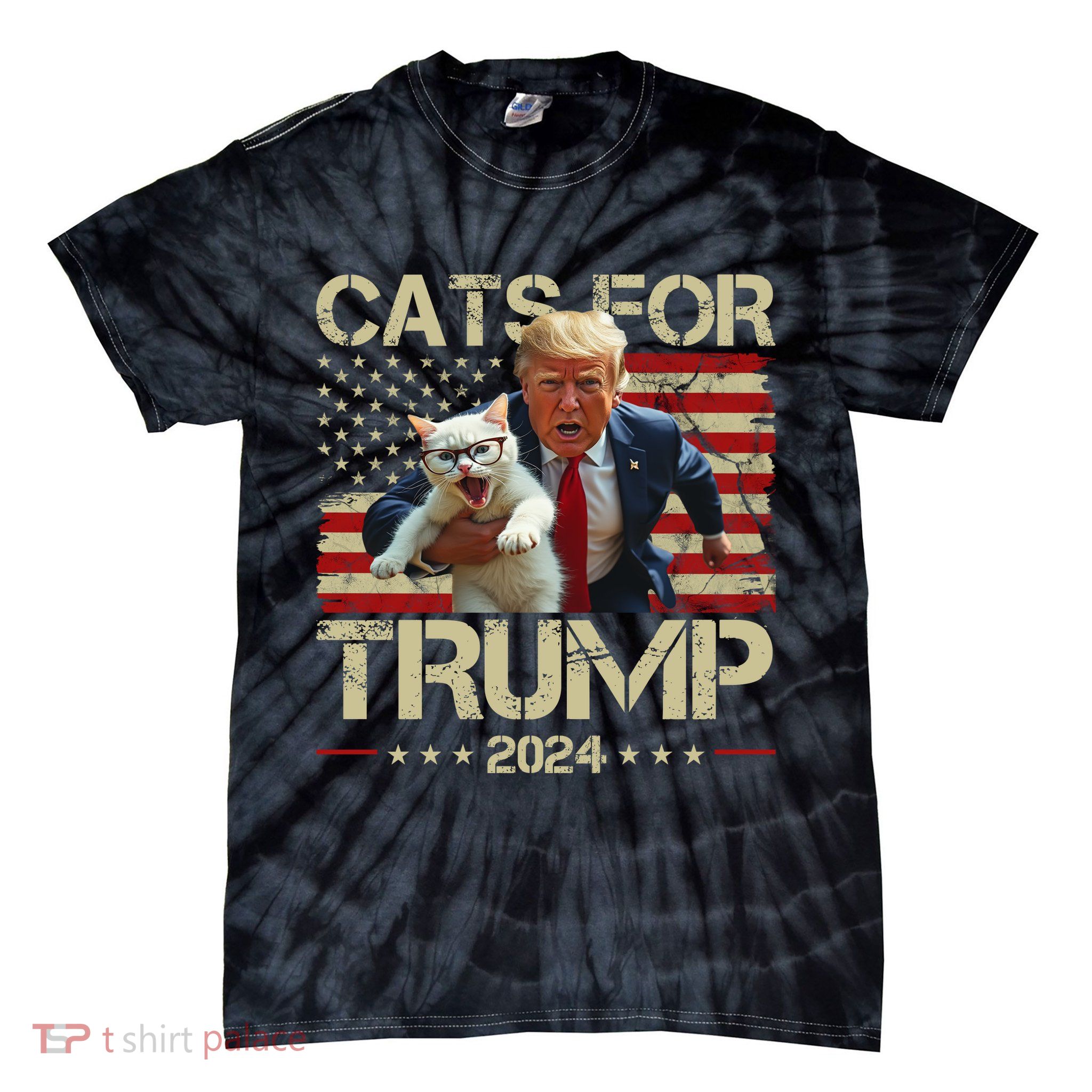 Cats For Trump 2024 Funny Vote Donald Trump Tie-Dye T-Shirt