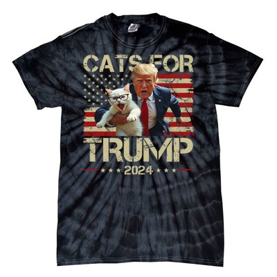 Cats For Trump 2024 Funny Vote Donald Trump Tie-Dye T-Shirt