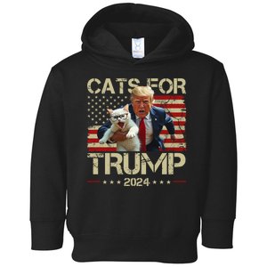 Cats For Trump 2024 Funny Vote Donald Trump Toddler Hoodie