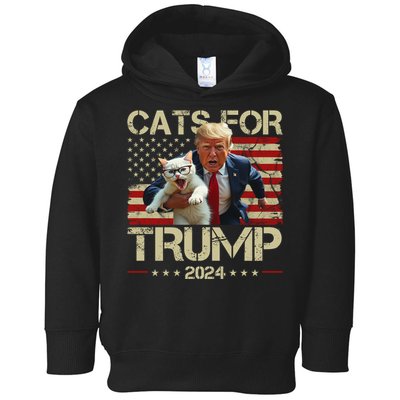 Cats For Trump 2024 Funny Vote Donald Trump Toddler Hoodie