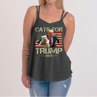 Cats For Trump 2024 Funny Vote Donald Trump Women's Strappy Tank