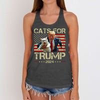 Cats For Trump 2024 Funny Vote Donald Trump Women's Knotted Racerback Tank