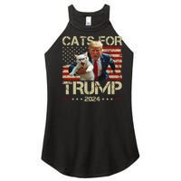 Cats For Trump 2024 Funny Vote Donald Trump Women's Perfect Tri Rocker Tank