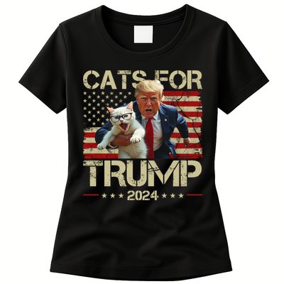 Cats For Trump 2024 Funny Vote Donald Trump Womens T-Shirt