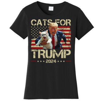 Cats For Trump 2024 Funny Vote Donald Trump Women's T-Shirt