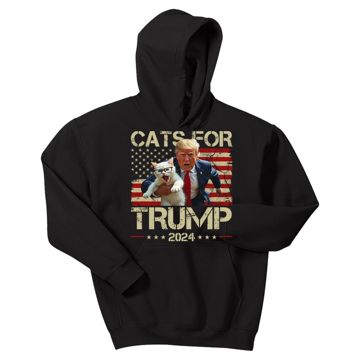 Cats For Trump 2024 Funny Vote Donald Trump Kids Hoodie