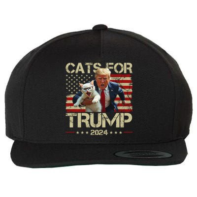 Cats For Trump 2024 Funny Vote Donald Trump Wool Snapback Cap