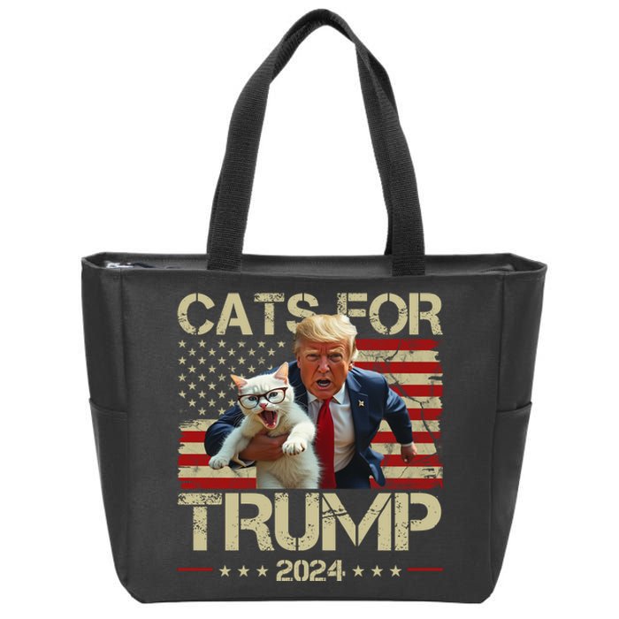 Cats For Trump 2024 Funny Vote Donald Trump Zip Tote Bag