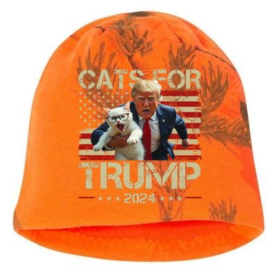 Cats For Trump 2024 Funny Vote Donald Trump Kati - Camo Knit Beanie