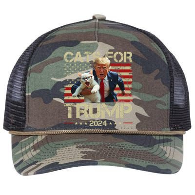 Cats For Trump 2024 Funny Vote Donald Trump Retro Rope Trucker Hat Cap