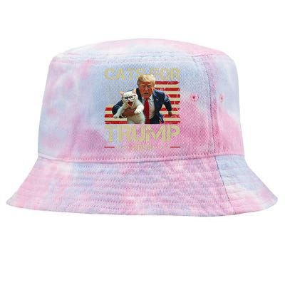 Cats For Trump 2024 Funny Vote Donald Trump Tie-Dyed Bucket Hat