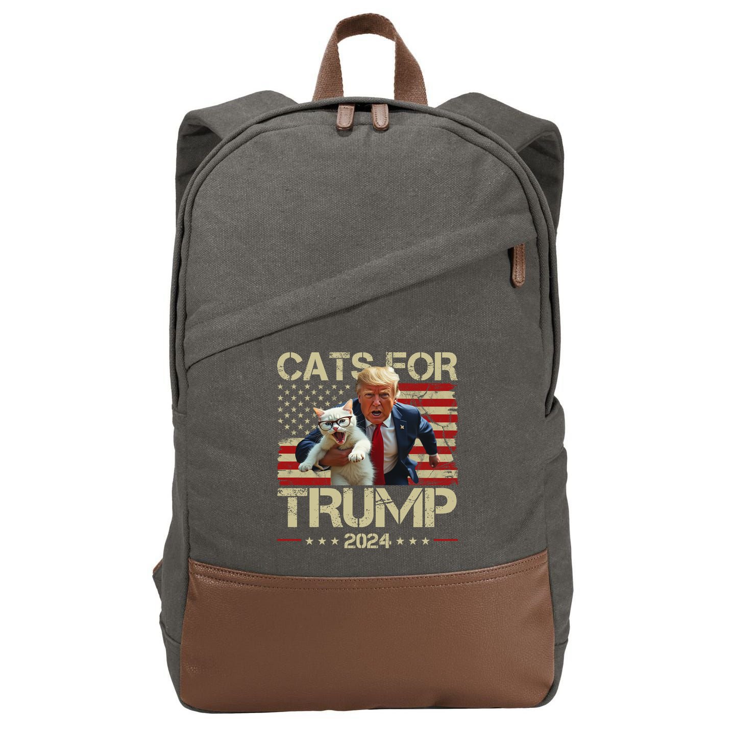 Cats For Trump 2024 Funny Vote Donald Trump Cotton Canvas Backpack