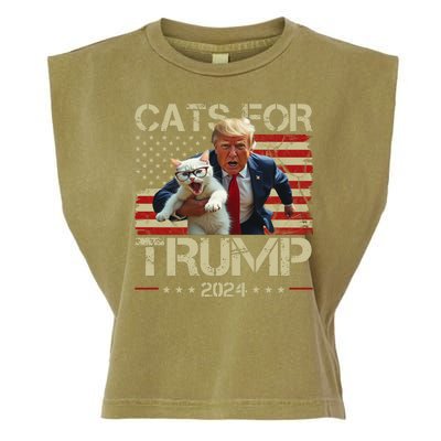 Cats For Trump 2024 Funny Vote Donald Trump Garment-Dyed Women's Muscle Tee