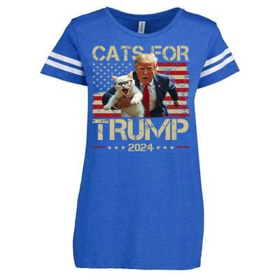 Cats For Trump 2024 Funny Vote Donald Trump Enza Ladies Jersey Football T-Shirt