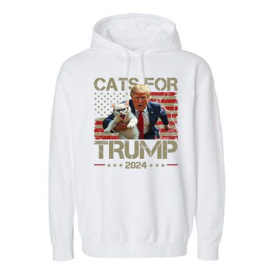 Cats For Trump 2024 Funny Vote Donald Trump Garment-Dyed Fleece Hoodie