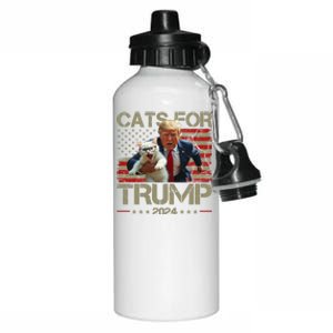 Cats For Trump 2024 Funny Vote Donald Trump Aluminum Water Bottle