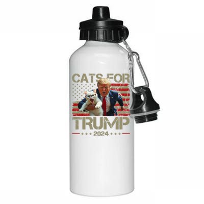 Cats For Trump 2024 Funny Vote Donald Trump Aluminum Water Bottle 