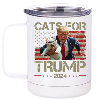 Cats For Trump 2024 Funny Vote Donald Trump 12 oz Stainless Steel Tumbler Cup