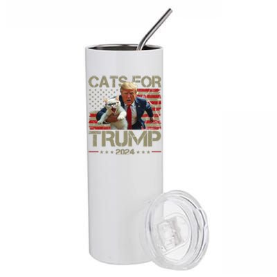 Cats For Trump 2024 Funny Vote Donald Trump Stainless Steel Tumbler