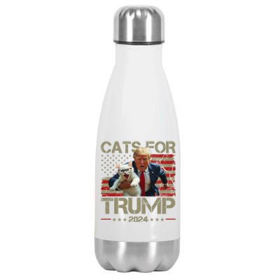 Cats For Trump 2024 Funny Vote Donald Trump Stainless Steel Insulated Water Bottle