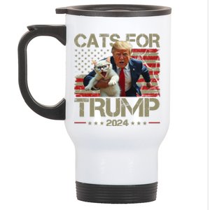 Cats For Trump 2024 Funny Vote Donald Trump Stainless Steel Travel Mug