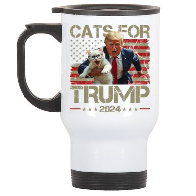 Cats For Trump 2024 Funny Vote Donald Trump Stainless Steel Travel Mug