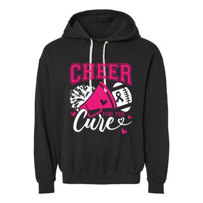 Cheer For The Cure Breast Cancer Cheerleader Pink October Garment-Dyed Fleece Hoodie