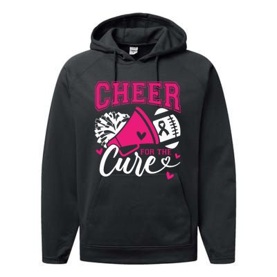 Cheer For The Cure Breast Cancer Cheerleader Pink October Performance Fleece Hoodie