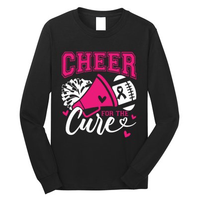 Cheer For The Cure Breast Cancer Cheerleader Pink October Long Sleeve Shirt