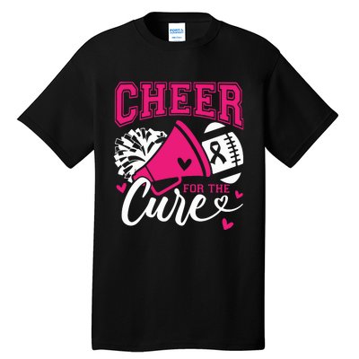 Cheer For The Cure Breast Cancer Cheerleader Pink October Tall T-Shirt