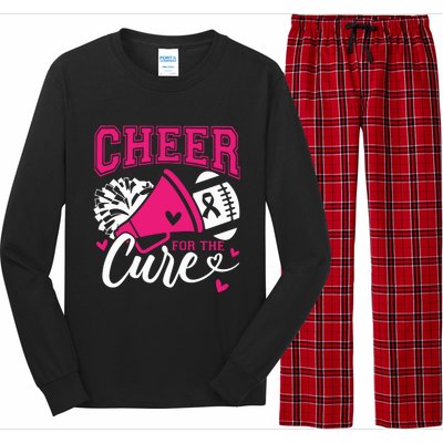 Cheer For The Cure Breast Cancer Cheerleader Pink October Long Sleeve Pajama Set