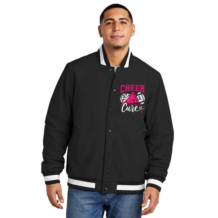 Cheer For The Cure Breast Cancer Cheerleader Pink October Insulated Varsity Jacket