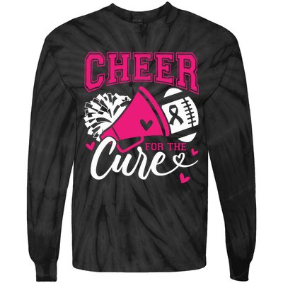 Cheer For The Cure Breast Cancer Cheerleader Pink October Tie-Dye Long Sleeve Shirt