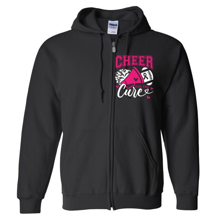 Cheer For The Cure Breast Cancer Cheerleader Pink October Full Zip Hoodie