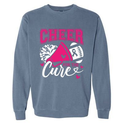 Cheer For The Cure Breast Cancer Cheerleader Pink October Garment-Dyed Sweatshirt