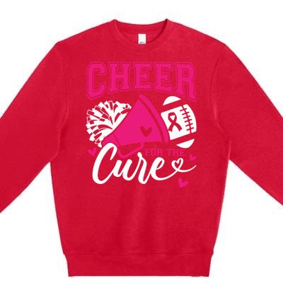 Cheer For The Cure Breast Cancer Cheerleader Pink October Premium Crewneck Sweatshirt