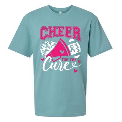 Cheer For The Cure Breast Cancer Cheerleader Pink October Sueded Cloud Jersey T-Shirt