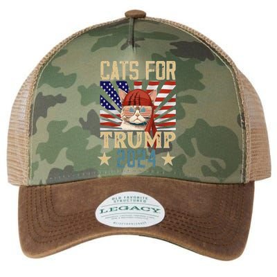 Cat For Trump 2024 Legacy Tie Dye Trucker Hat