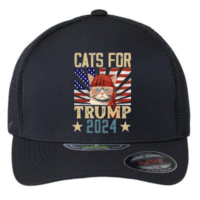 Cat For Trump 2024 Flexfit Unipanel Trucker Cap