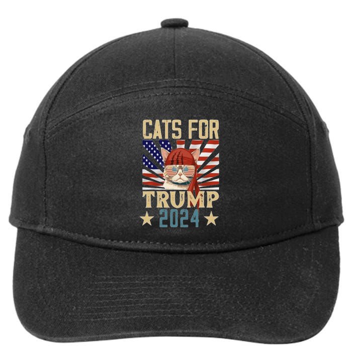 Cat For Trump 2024 7-Panel Snapback Hat