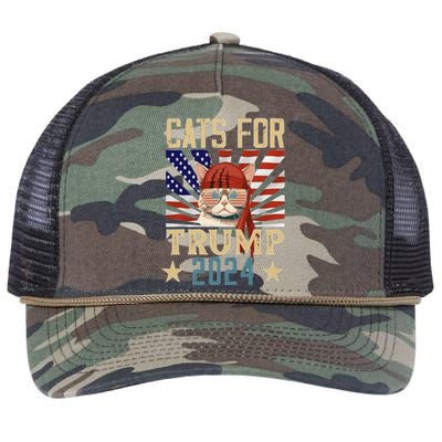 Cat For Trump 2024 Retro Rope Trucker Hat Cap