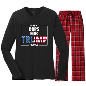 Cops For Trump 2024 Women's Long Sleeve Flannel Pajama Set 