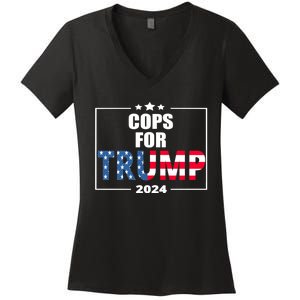 Cops For Trump 2024 Women's V-Neck T-Shirt