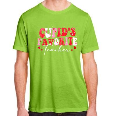 Cupid's Favorite Teacher Groovy Valentines Day Wo Adult ChromaSoft Performance T-Shirt