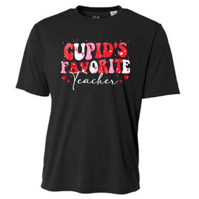 Cupid's Favorite Teacher Groovy Valentines Day Wo Cooling Performance Crew T-Shirt