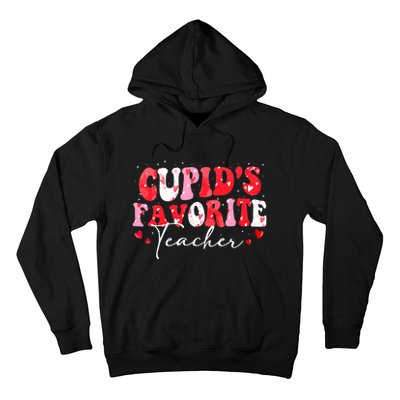 Cupid's Favorite Teacher Groovy Valentines Day Wo Hoodie