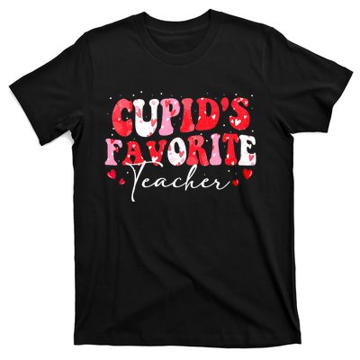 Cupid's Favorite Teacher Groovy Valentines Day Wo T-Shirt